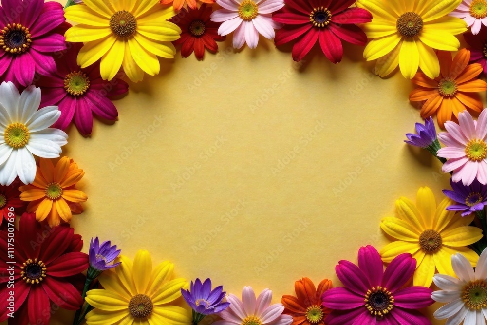 Bright, colorful spring flowers scattered on kraft paper , tulips, wildflowers Bright, colorful spring flowers scattered on kraft paper , tulips, wildflowers
