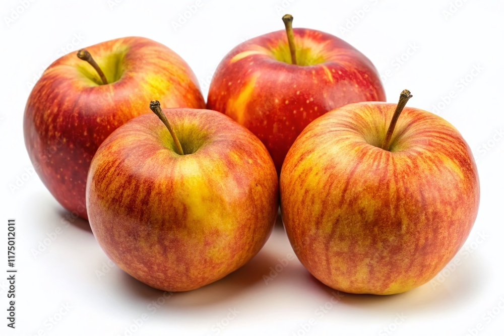 Panoramic Image: Four Juicy Braeburn Apples on White Panoramic Image: Four Juicy Braeburn Apples on White