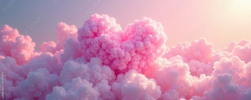 Obraz premium Blush pink heart shaped cloud, ethereal gradient, visual, heart
