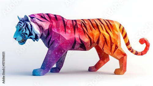 Colorful Geometric Tiger Illustration photo