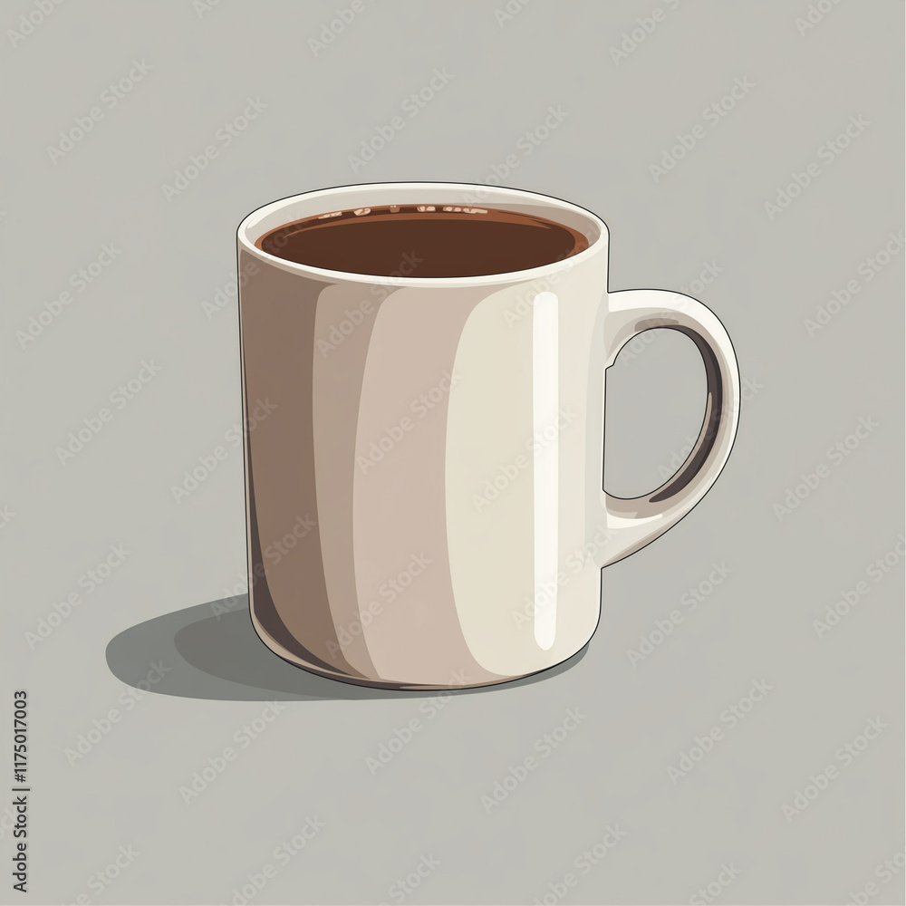 Vector Flat Illustration Coffee Mug Gray Vector Flat Illustration Coffee Mug Gray
