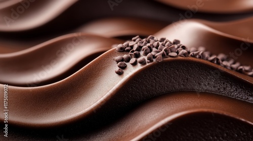 The rich swirling mocha mousse background seamlessly blends deep chocolate brown with soft coffee cream tones, creating a smooth, velvet like texture with glossy highlights photo