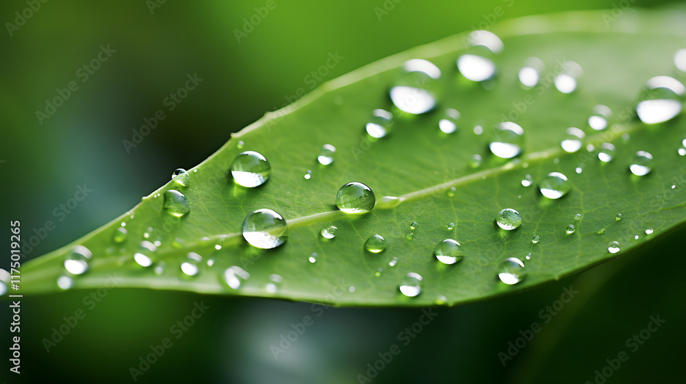 Digital dew on green leaves poster background Digital dew on green leaves poster background