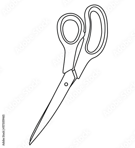 Cute cartoon hand drawn vector scissors outline.
