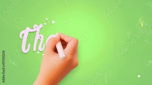 Thank You animation letters, animated words on green screen