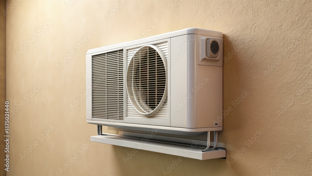 Fototapeta premium Efficient wall-mounted air conditioner for home installation, delivering superior interior climate control and cooling.