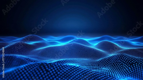 Futuristic abstract blue background with low poly network of dots and lines for design projects photo