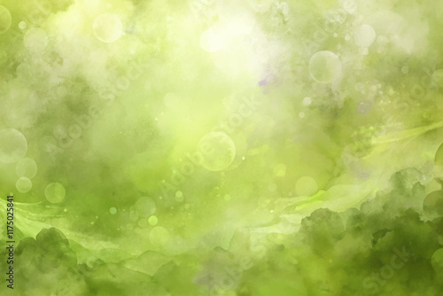 Soft green background, abstract watercolor style, dreamy bokeh effect, nature-inspired design, calming atmosphere.