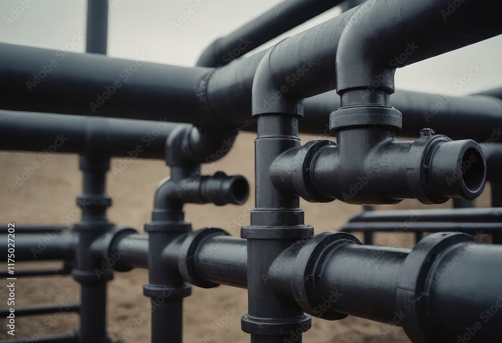 A cluster of pipes with a beautiful sunset painting the sky behind A cluster of pipes with a beautiful sunset painting the sky behind