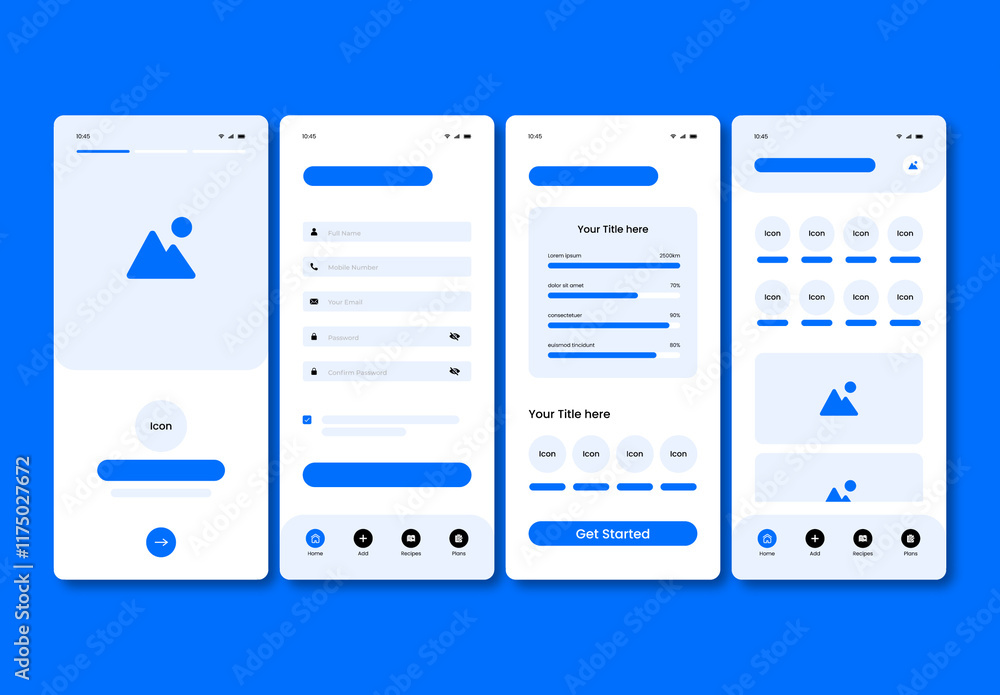 Mobile App Wireframe Layout UX Template Stock Template | Adobe Stock