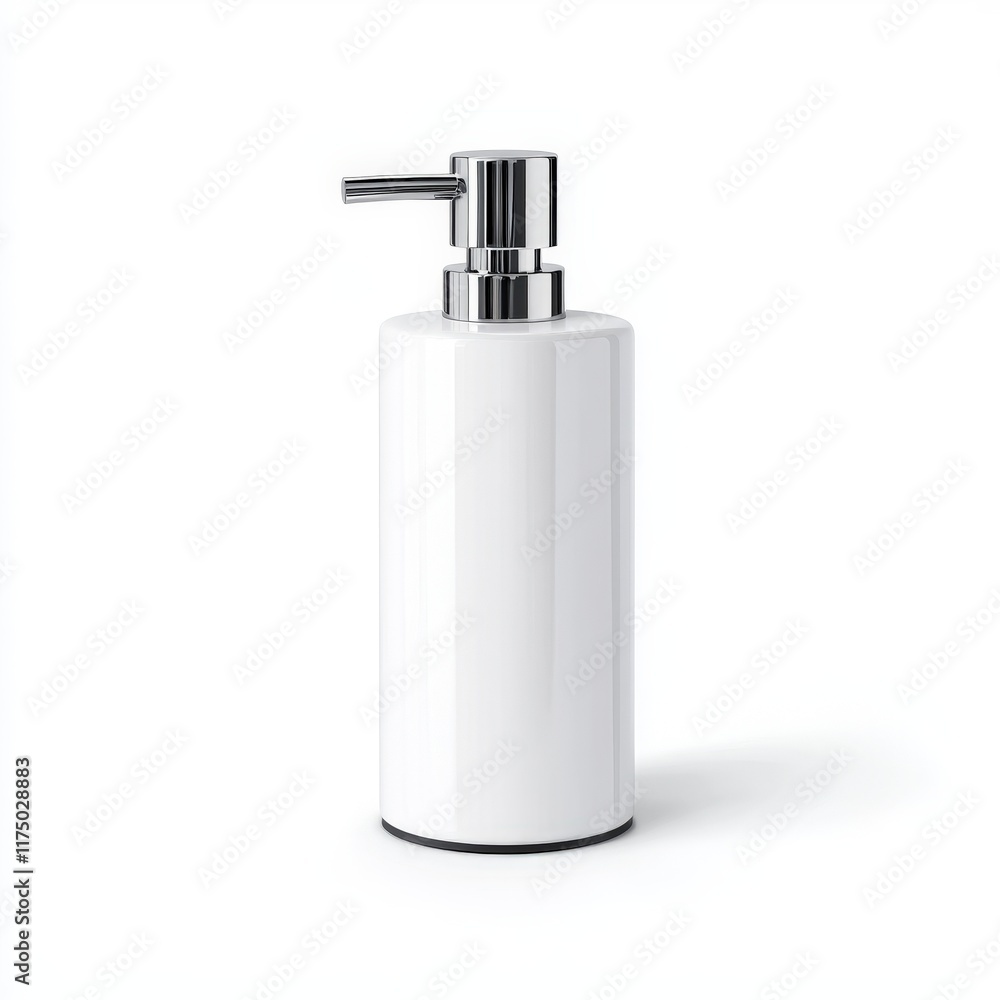 Modern Minimalist White Soap Dispenser Elegantly Positioned Against a Pure White Background Highlighting Cleanliness and Simplicity in Design Aesthetic Modern Minimalist White Soap Dispenser Elegantly Positioned Against a Pure White Background Highlighting Cleanliness and Simplicity in Design Aesthetic