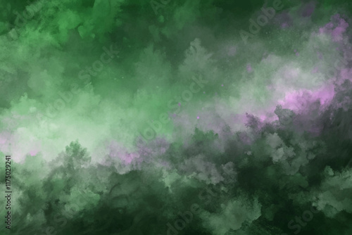 Abstract green watercolor background, soft texture, dreamy atmosphere, artistic design, suitable for various creative projects.
