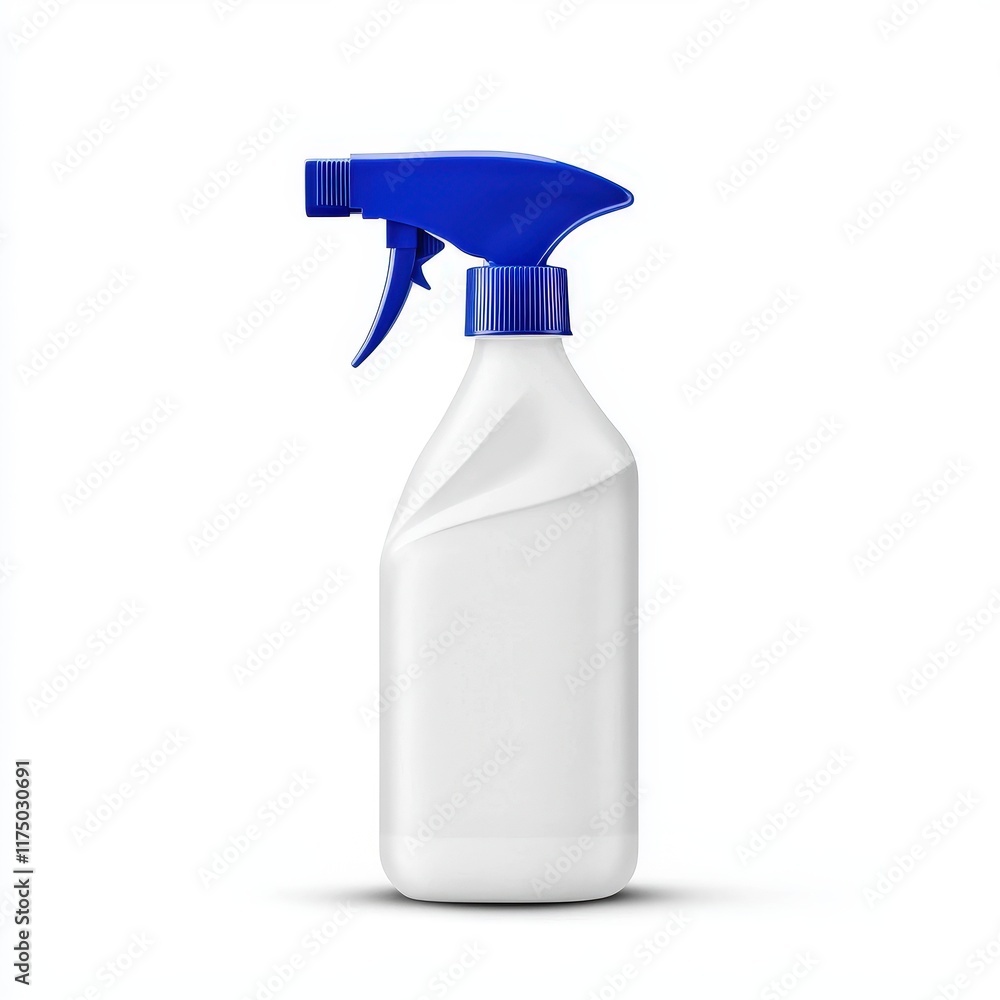 Clean and Modern White Spray Bottle with Blue Trigger on Bright White Background Perfect for Household Cleaning and Organization Displaying Simplicity and Utility Clean and Modern White Spray Bottle with Blue Trigger on Bright White Background Perfect for Household Cleaning and Organization Displaying Simplicity and Utility