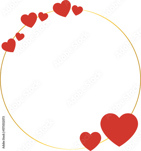 Round frame of hearts around empty space in the center good for valentine card