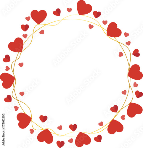 Round frame of hearts around empty space in the center good for valentine card