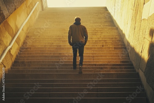 A professional s journey  overcoming stress and climbing the stairs of career success photo