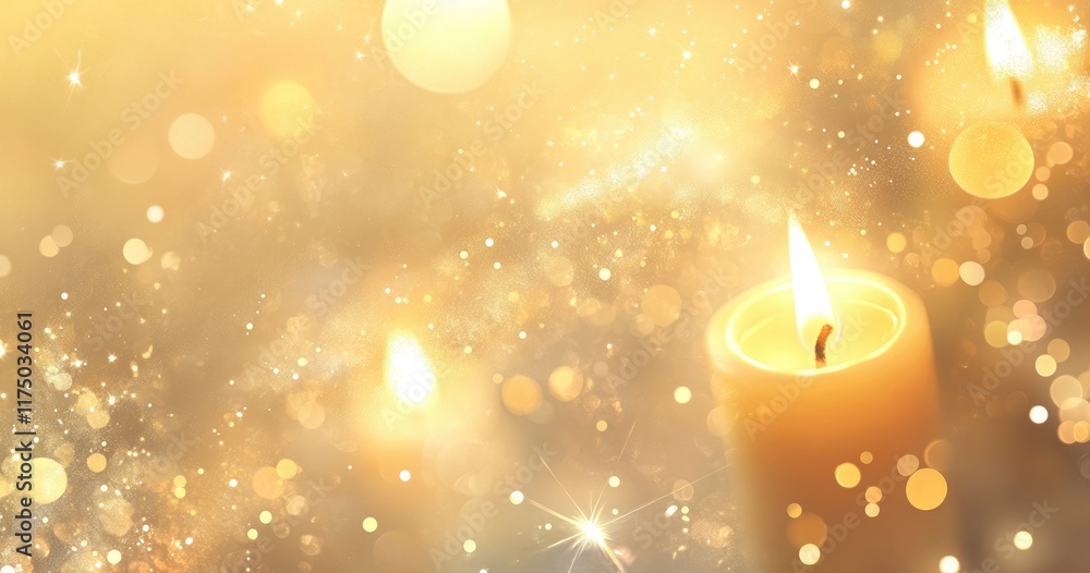 Candles on a background of beautiful bokeh, a soft color palette with yellow tones and white lights, a cozy atmosphere for an online store banner or social media post design, a banner for advertising Candles on a background of beautiful bokeh, a soft color palette with yellow tones and white lights, a cozy atmosphere for an online store banner or social media post design, a banner for advertising