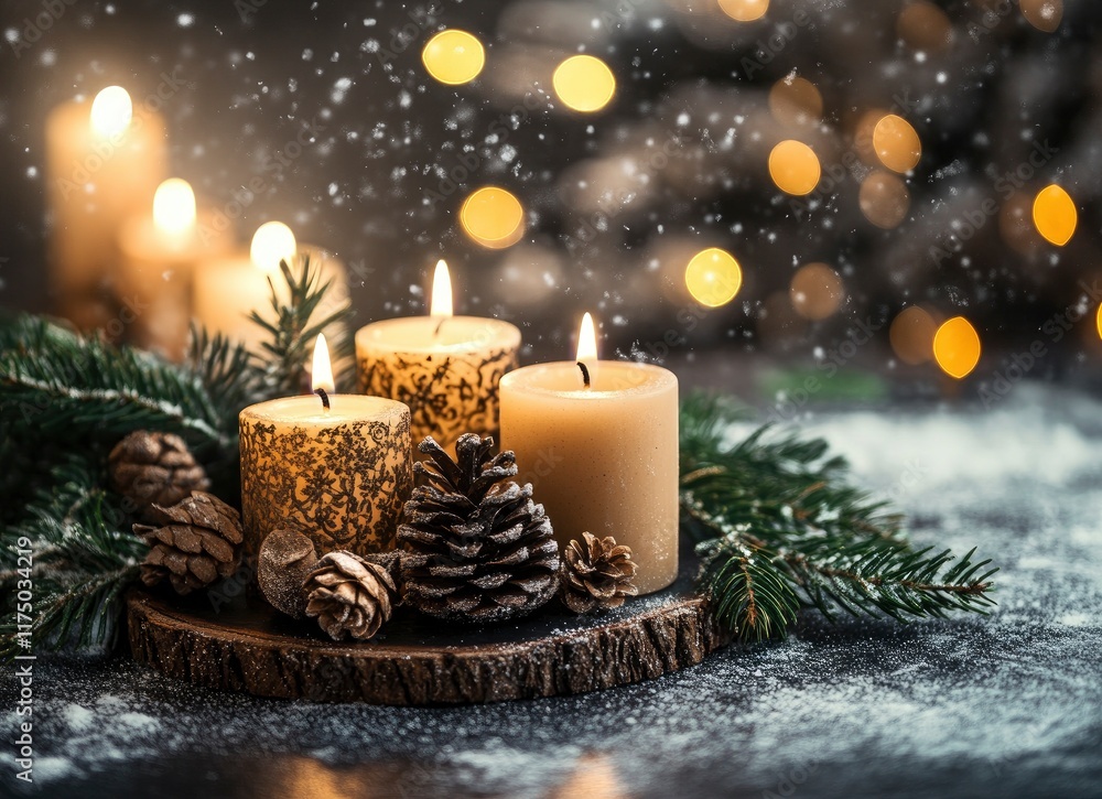 Candles on a black background with lights and bokeh, space for text. stock photo contest winner, stock photo, stock photograph. Candles on a black background with lights and bokeh, space for text. stock photo contest winner, stock photo, stock photograph.