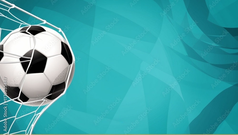 Obraz premium Soccer ball in the goal, with sunlight streaming through.