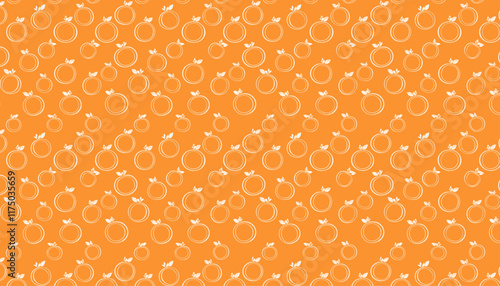 Seamless pattern with pomegranates on orange background.