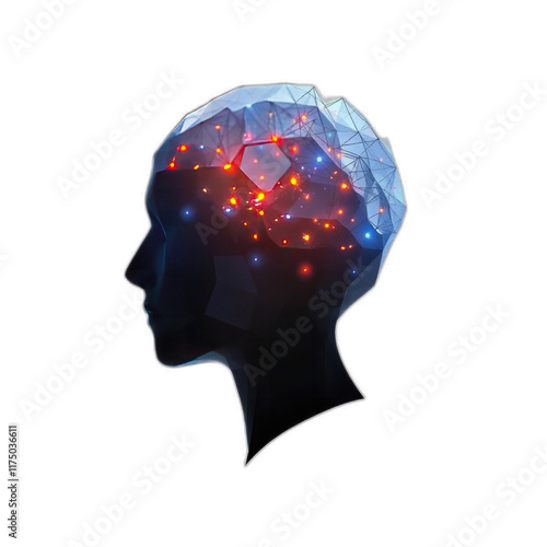 Illuminated Brain Neural Network, Mind, Thought Process, Abstract, Cognitive Science.