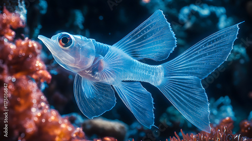 An Intriguing Underwater World: The Mysteries of Snailfish Swimming Amongst Bioluminescent Creatures photo