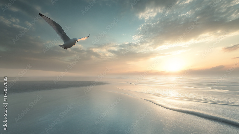 Obraz premium Serene seascape with soft atmosphere in atmospheric tones 