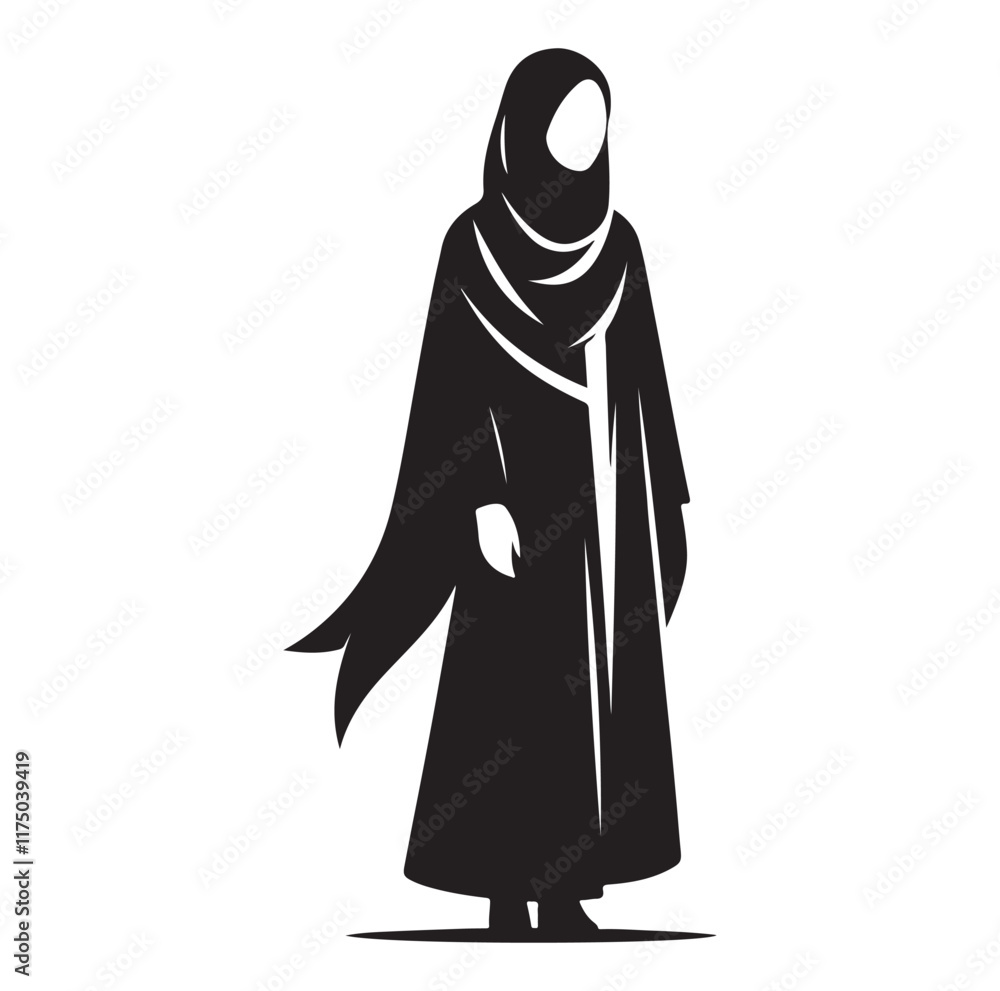 Hijab style standing vector Silhouette SH Hijab style standing vector Silhouette SH