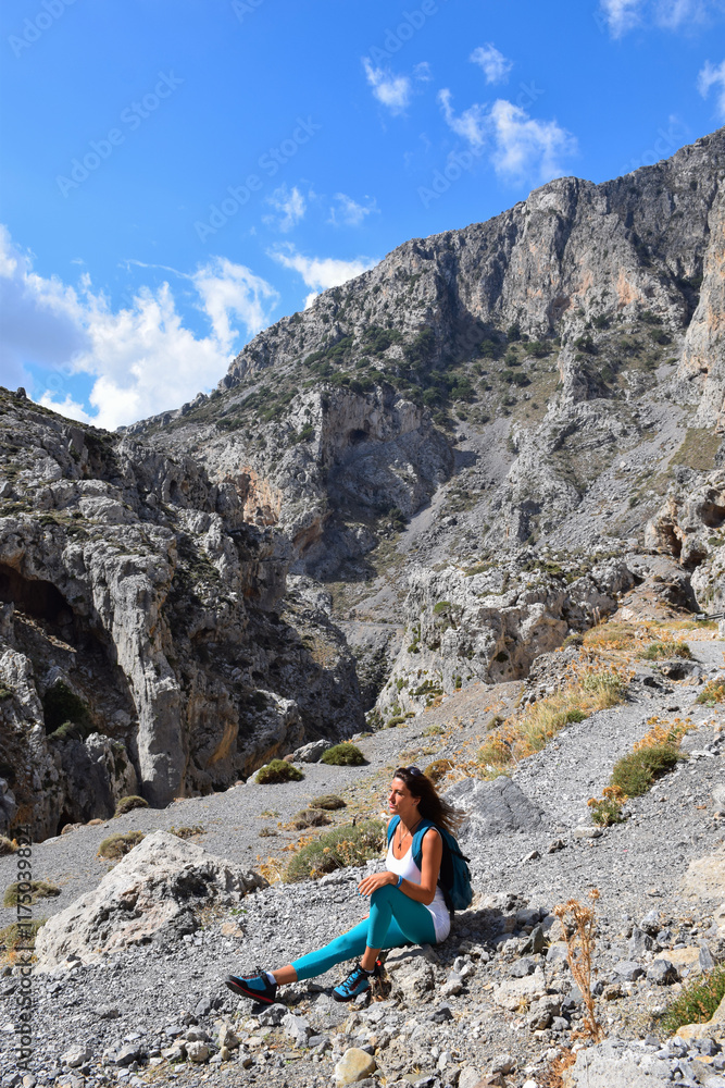 Fototapeta premium Girl on Asomatos, Crete