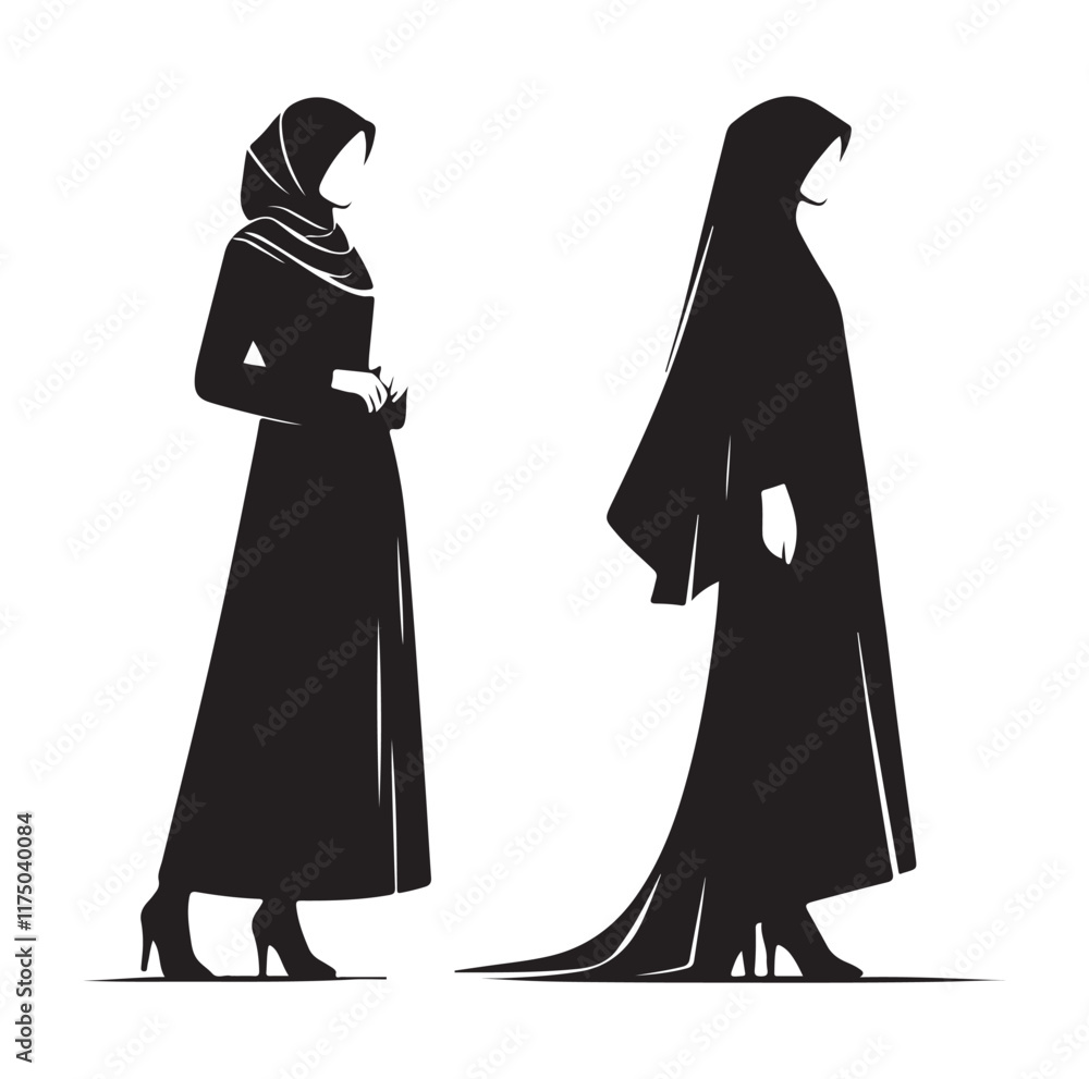 Hijab style standing vector Silhouette SH Hijab style standing vector Silhouette SH
