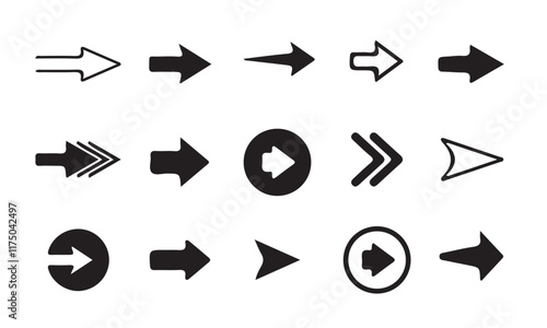 Black vector arrows icons set.Arrow. Cursor. Collection different arrows sign. Black vector arrows icons. Modern simple arrows. Vector illustration eps 10