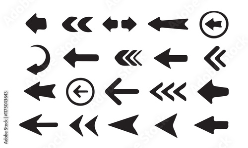 Black vector arrows icons set.Arrow. Cursor. Collection different arrows sign. Black vector arrows icons. Modern simple arrows. Vector illustration eps 10