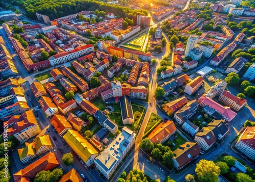 Passport Photo Size Aerial View Cityscape - High Resolution Stock Image photo