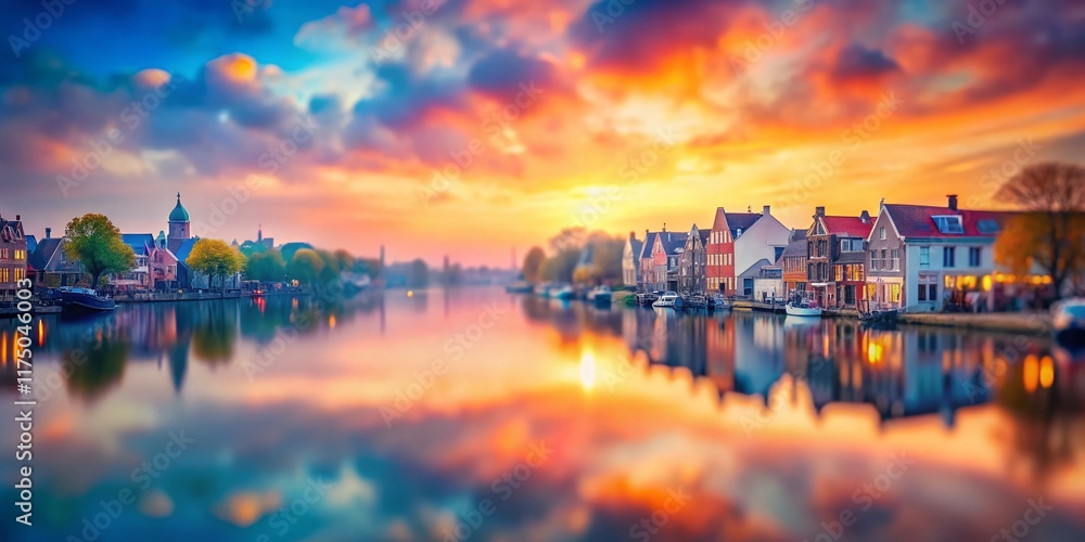 Naklejka premium Pastel Dream: Abstract Tilt-Shift Orange Pink Blue Background