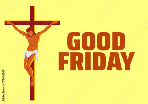 Good Friday. Background with wooden cross, Vector illustration