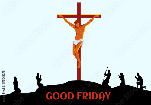 Good Friday. Background with wooden cross, Vector illustration