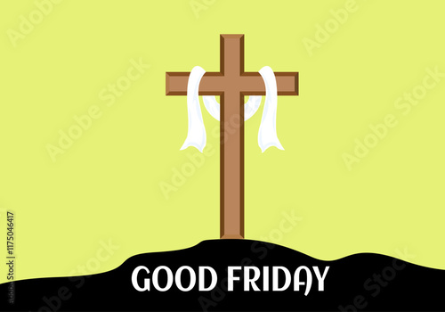 Good Friday. Background with wooden cross, Vector illustration