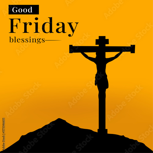 Good Friday. Background with wooden cross, Vector illustration