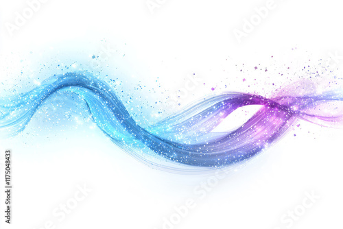 A soft, enchanting aura of blue and purple magical energy, swirling with light and sparkles, on a white background