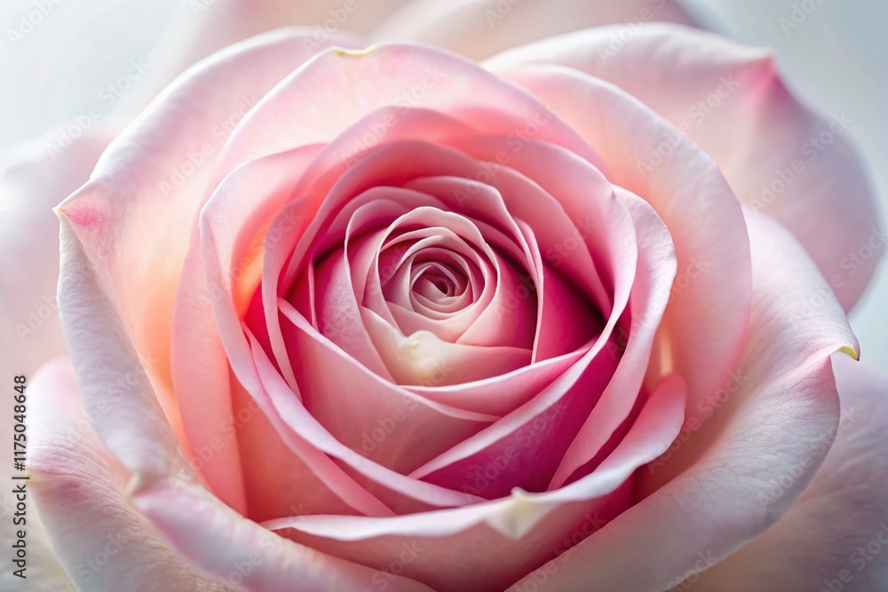 Obraz premium Pastel Pink Rose Macro Photography - Beautiful White Background Wallpaper