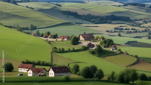 The rural-countryside-landscape-in-the-Transylvania-re, Village with fog