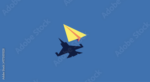 Simple plane shadow reflecting airplane illustration