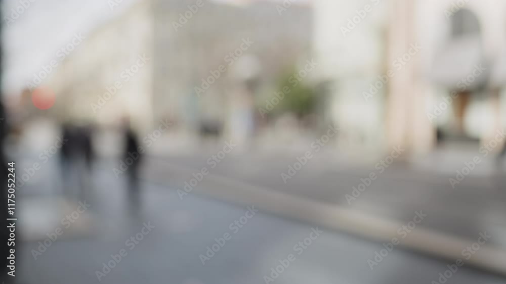 Out of focus background of pedestrian street in city of Nice Out of focus background of pedestrian street in city of Nice