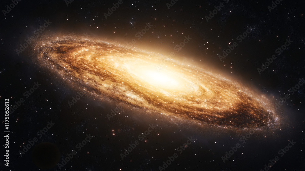 Fototapeta premium Majestic galaxy landscape with radiant stars illuminating distant planets 