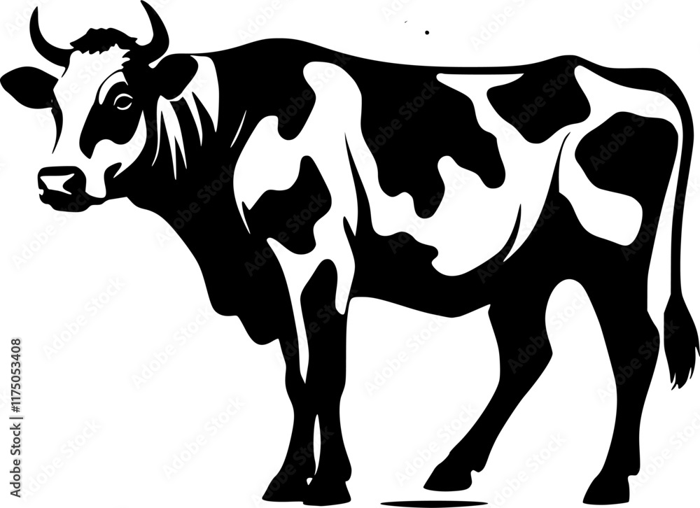 Fototapeta premium Black and White Cow Silhouette