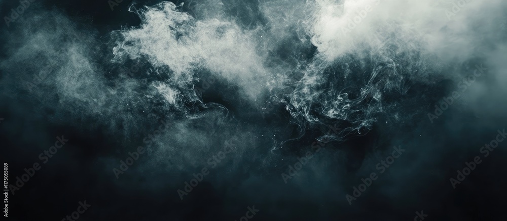 Fototapeta premium Dark abstract smoke particles in motion creating a mysterious background with ample copyspace for creative text or design elements.