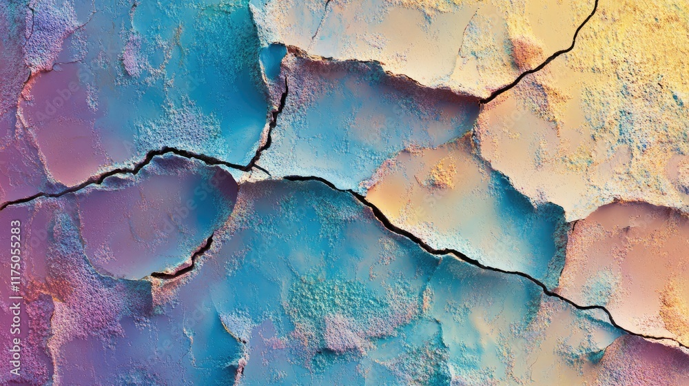 Obraz premium Colorful Abstract Cracked Surface Texture for Geological Visualization and Artistic Background Design