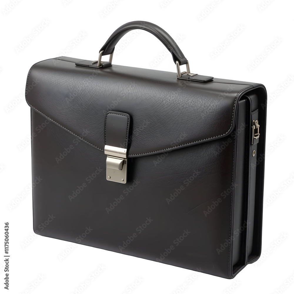 The image is of a black leather briefcase (2) The image is of a black leather briefcase (2)
