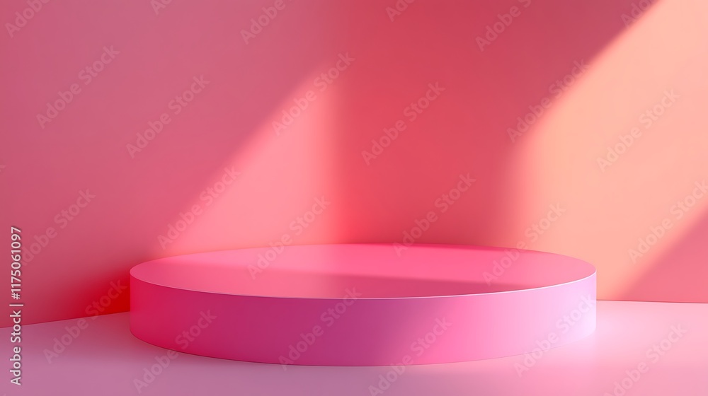 Pink Cylindrical Display Platform Against Pink Wall Pink Cylindrical Display Platform Against Pink Wall