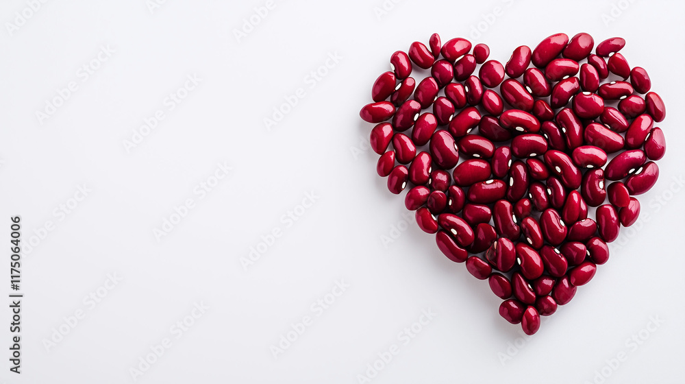 Red Bean Heart on White Red Bean Heart on White